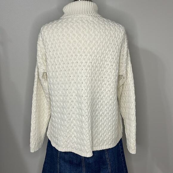 Knits Landing Ivory Vintage Chunky Turtleneck Sweater Size L - Picture 2 of 4